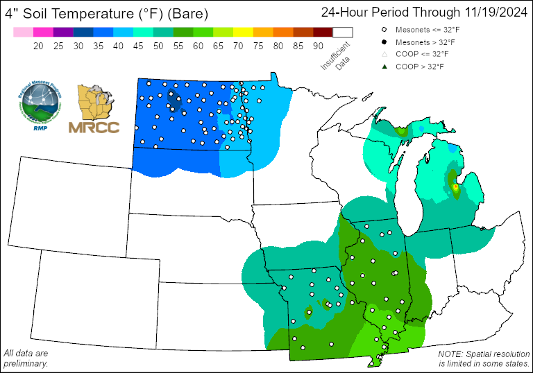 Mesonet Soil Temp 4" 7-Day