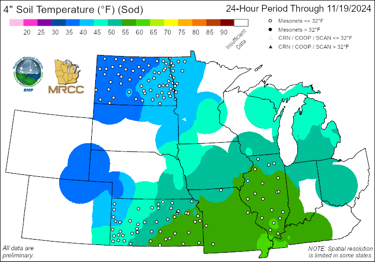 Mesonet Soil Temp 4" 7-Day