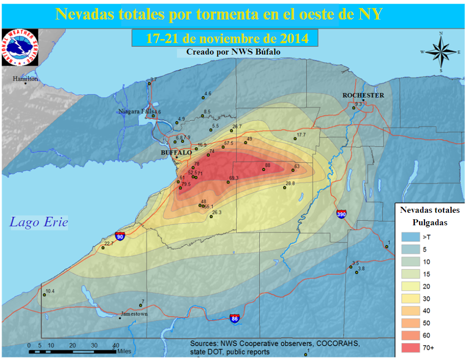 Lake-Effect Snow totals in Western New York