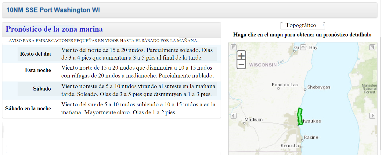 Marine Zone Forecast for Port Washington, WI
