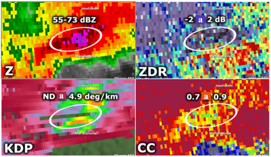 Storm with hail north of Huntsville, AL