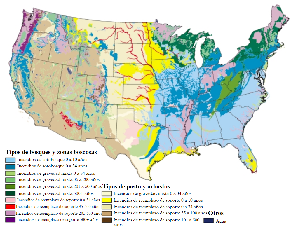 Map of fire regimes in the United States