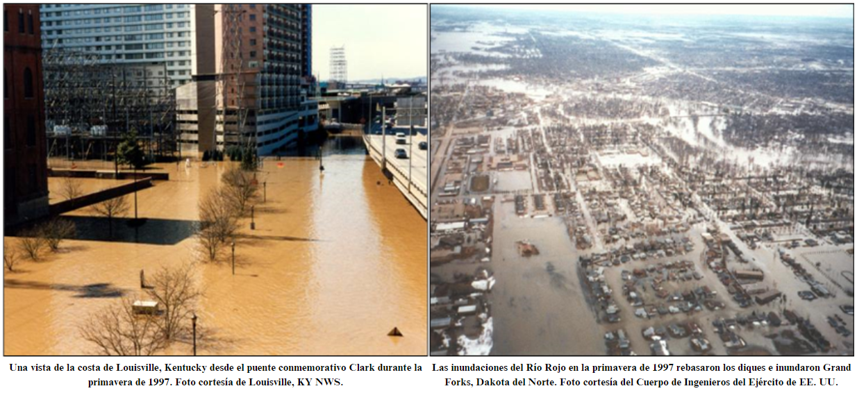 Kentucky and North Dakota flooding in Spring of 1997