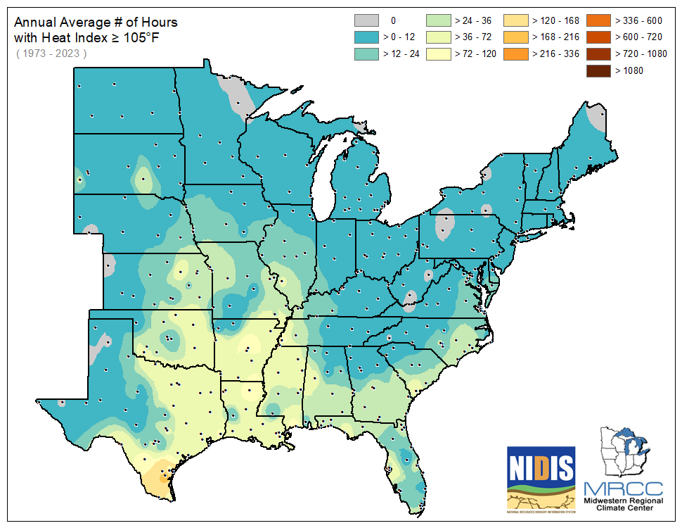 Average Number of Days greater than or equal to 90 degrees