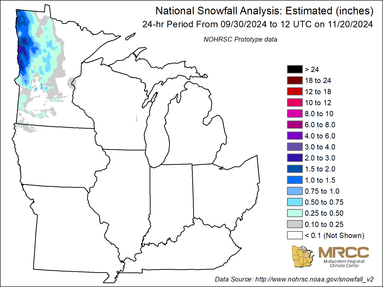 Midwest NOHRSC Snowfall