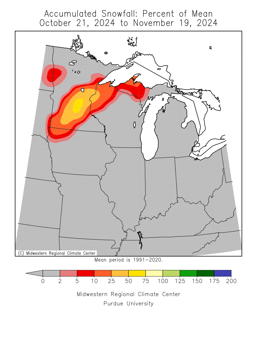 Last 30 Days, Accumulated Snowfall Percentage