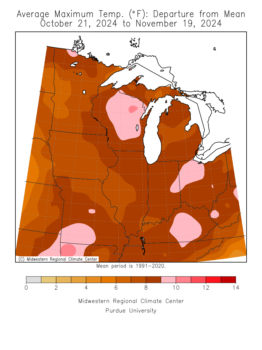 Last 30 Days, Avg Max Temp Departure