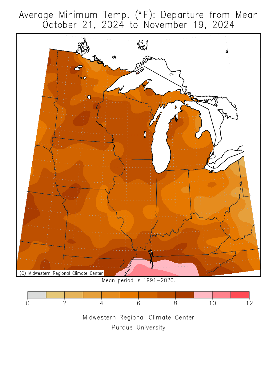 Last 30 Days, Min Temp Departure