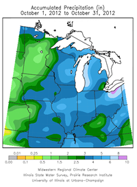 Accumulated Precipitation (in) October 2012