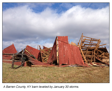 A barn is leveld in Barren Co., KY