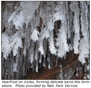 Hoarfrost at Apostle Islands Ice Cave