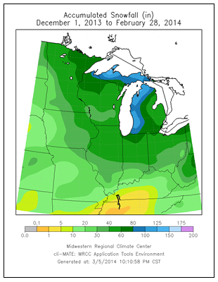 Accumulated Snowfall 12/1/13-2/28/14