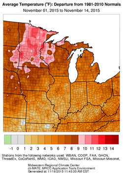 November Temperature Departures