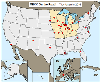 MRCC on the road - locations where MRCC personnel visited during 2016