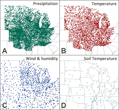 Figure 1: spatial density of national and regional networks