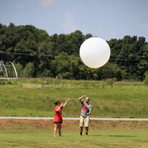 Photo of Kristovish team launching a weather balloon