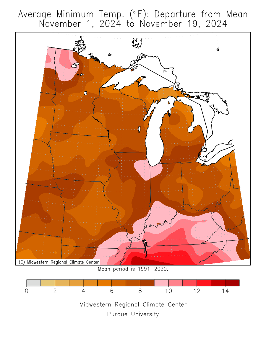 Month-to-date Average Min Temp Departure