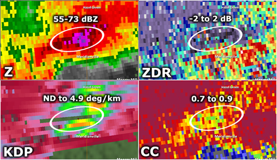 Storm with hail north of Huntsville, AL